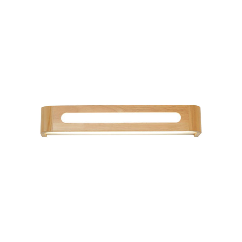 Nordic Wood Led Bathroom Vanity Wall Light - Rectangular Flush Mount Sconce (12/19.5/23.5 Wide)