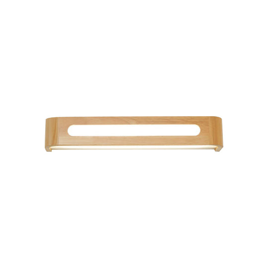 Nordic Wood Led Bathroom Vanity Wall Light - Rectangular Flush Mount Sconce (12/19.5/23.5 Wide)