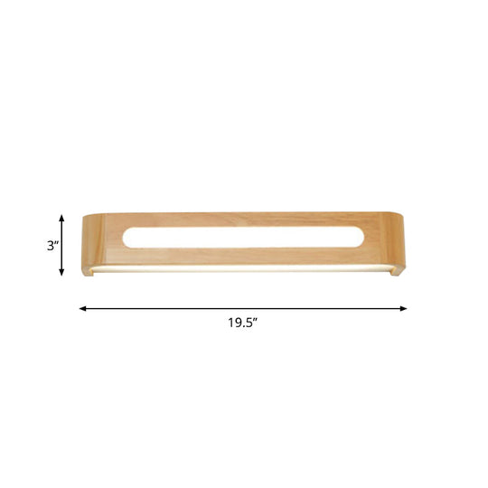 Nordic Wood Led Bathroom Vanity Wall Light - Rectangular Flush Mount Sconce (12/19.5/23.5 Wide)