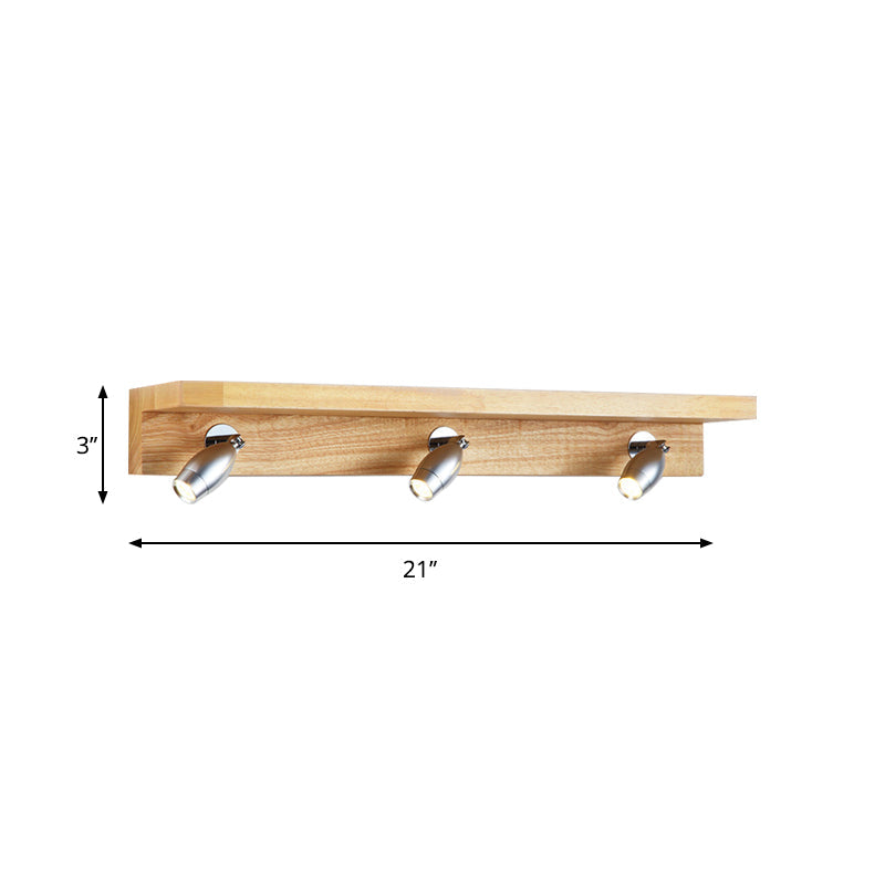 Modern Metal Wood Wall Lighting - Rotating Vanity Light With Bullet Shaped Design 3 Lights
