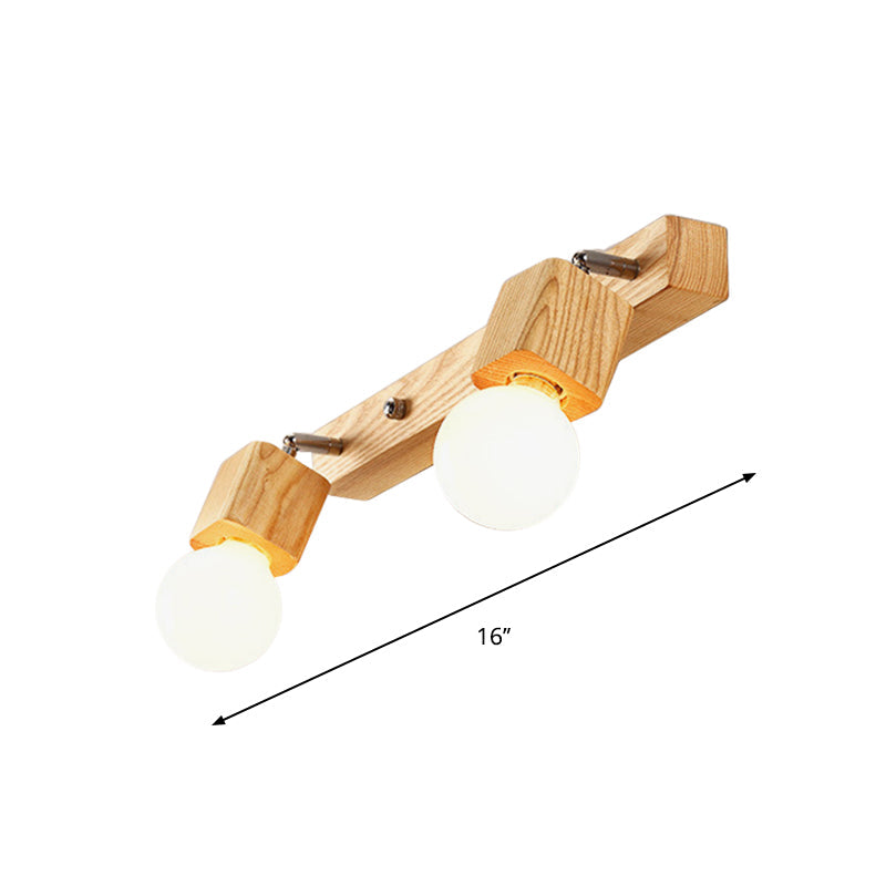 Nordic Wood Bare Bulb Vanity Lamp - Adjustable Beige Wall Mount Light (2/4/5 Options)