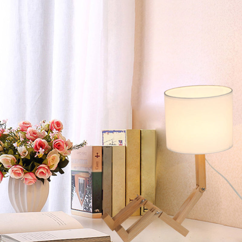 Valentina - Wooden Man-Shaped Table Lamp With Book Rack And Fabric Shade