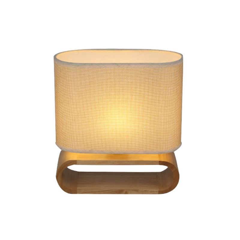 Birdun - Minimalism Wood Oval Nightstand Lamp Single Fabric Table Light For Children Bedroom