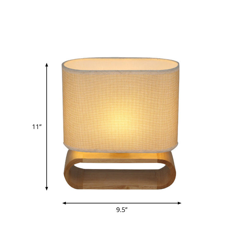 Birdun - Minimalism Wood Oval Nightstand Lamp Single Fabric Table Light For Children Bedroom