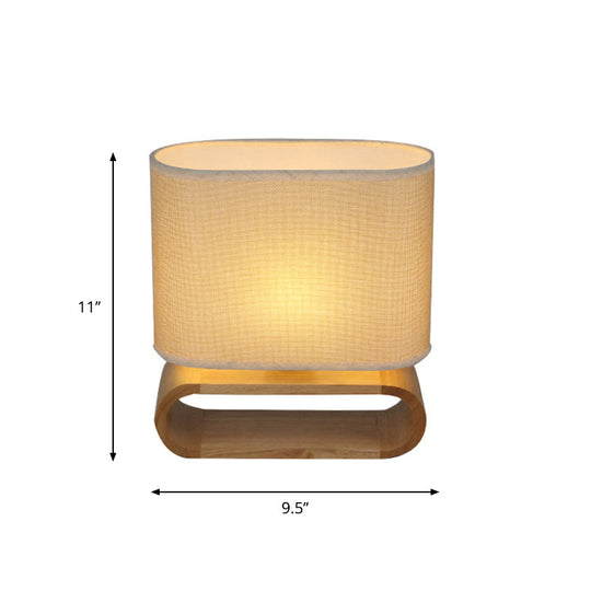 Birdun - Minimalism Wood Oval Nightstand Lamp Single Fabric Table Light For Children Bedroom