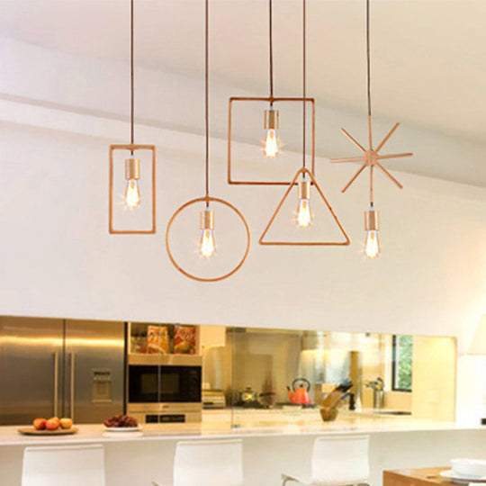 Simplicity Wooden Pendant Light - Square/Round/Triangle Shape Beige 1 Bulb Ideal For Dining Room