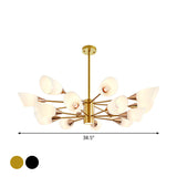Postmodern Black/Gold Chandelier With Tulip White Glass Shades - Perfect For Living Room Ceiling