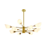 Postmodern Black/Gold Chandelier With Tulip White Glass Shades - Perfect For Living Room Ceiling