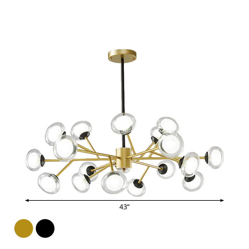 Black/Gold Bough Ceiling Chandelier - Postmodern Metal Hanging Light Kit With Milky Glass Shade