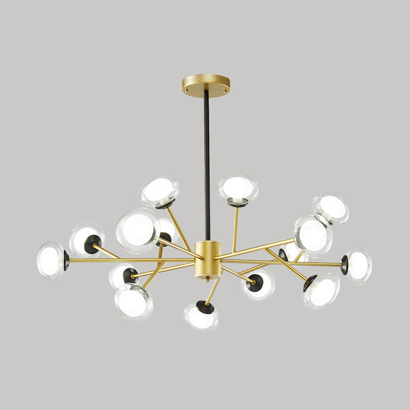 Black/Gold Bough Ceiling Chandelier - Postmodern Metal Hanging Light Kit With Milky Glass Shade