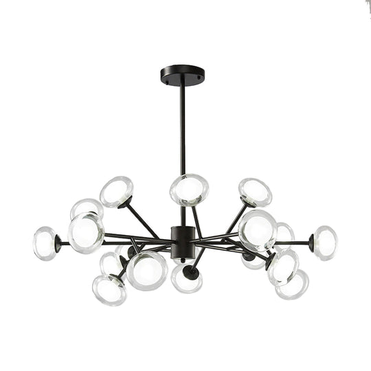 Black/Gold Bough Ceiling Chandelier - Postmodern Metal Hanging Light Kit With Milky Glass Shade