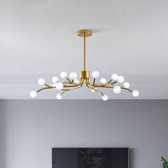 Postmodern Frosted Glass 18-Head Chandelier Lamp Pendant For Dining Room In Black/Gold