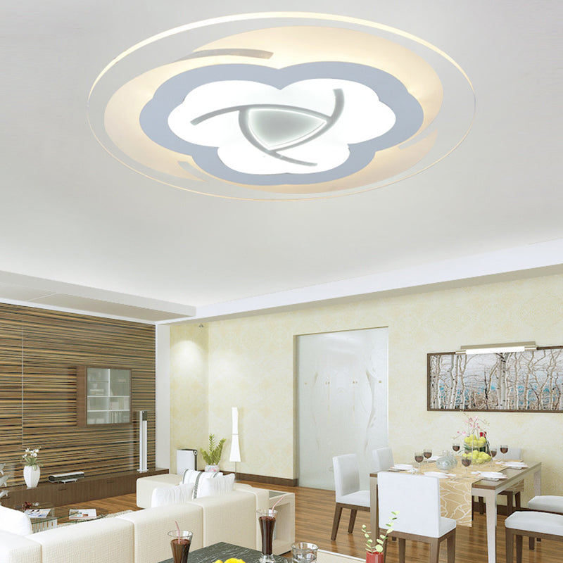 Modern Blossom Flush Mount Led Ceiling Light For Boys Bedroom White / Warm