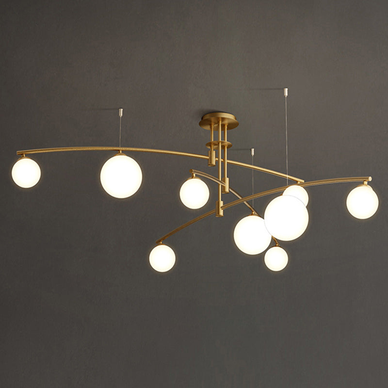 Minimalist 3-Layer Bedroom Chandelier - Metallic 6/9-Light Hanging Lamp In Black/Gold With White