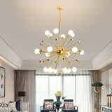 Stylish Burst Ball Chandelier With Frosted Glass - 11/12/18 Lights Gold Finish For Living Room