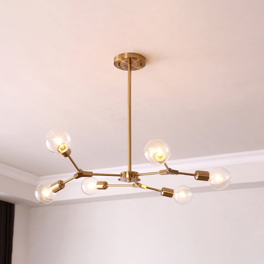 Adjustable Branch Pendant Lamp: Postmodern Metal Chandelier With 6/9 Lights In Black/Gold Ideal For