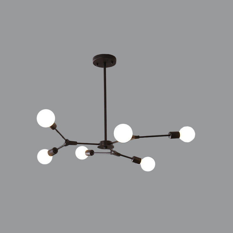 Adjustable Branch Pendant Lamp: Postmodern Metal Chandelier With 6/9 Lights In Black/Gold Ideal For