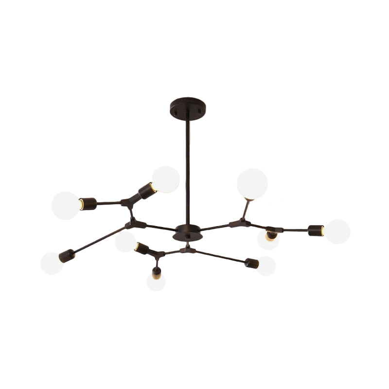 Adjustable Branch Pendant Lamp: Postmodern Metal Chandelier With 6/9 Lights In Black/Gold Ideal For