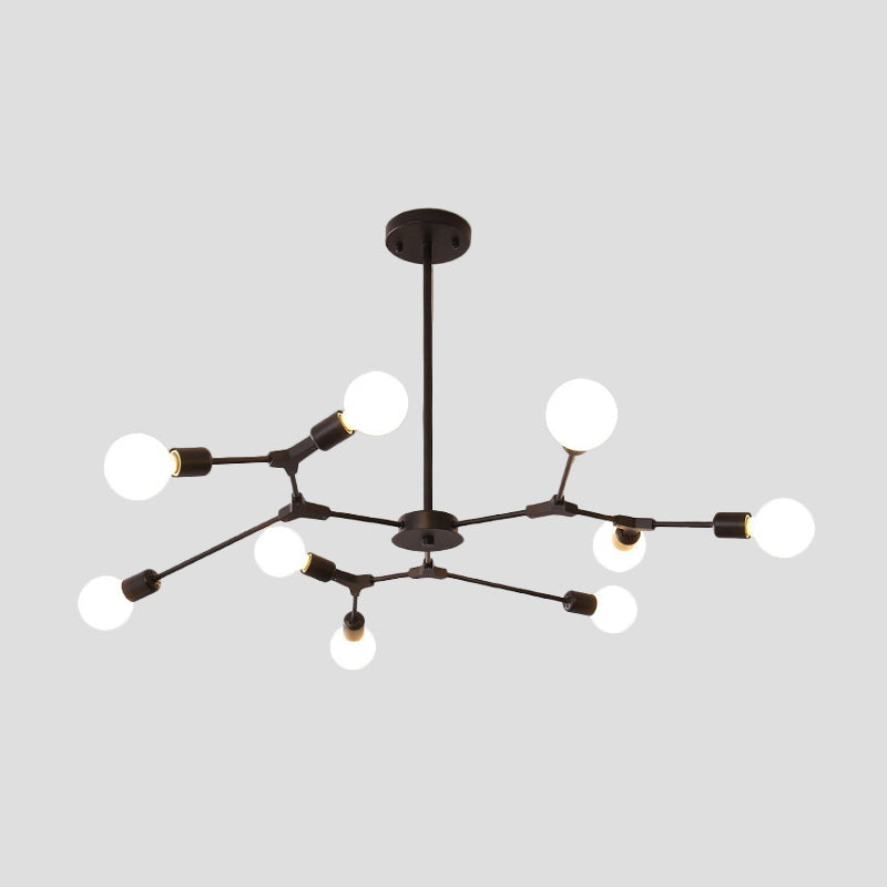 Adjustable Branch Pendant Lamp: Postmodern Metal Chandelier With 6/9 Lights In Black/Gold Ideal For