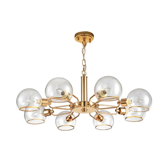 Modern Gold Pendant Light With Clear Glass Dome Shade - Ideal For Sitting Room