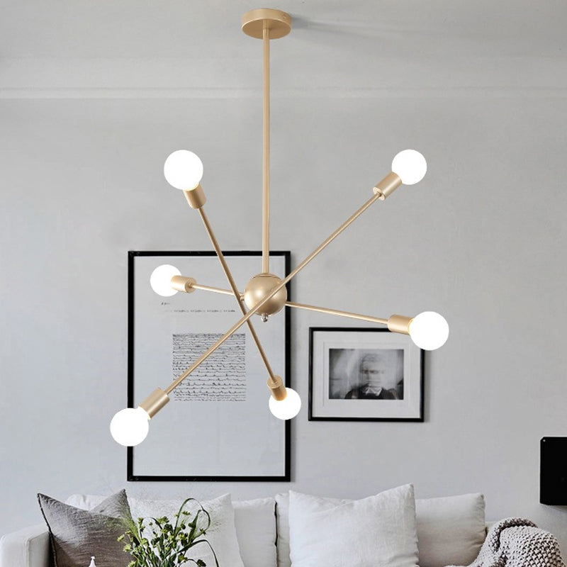 Postmodern Gold Sputnik Chandelier With 6/8 Bulbs – Stylish Metal Ceiling Suspension Lamp