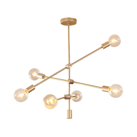 Postmodern Mobile Arm Metal Drop Lamp: 2/3-Tier Gold 4/5/7-Light Hanging Chandelier For Table