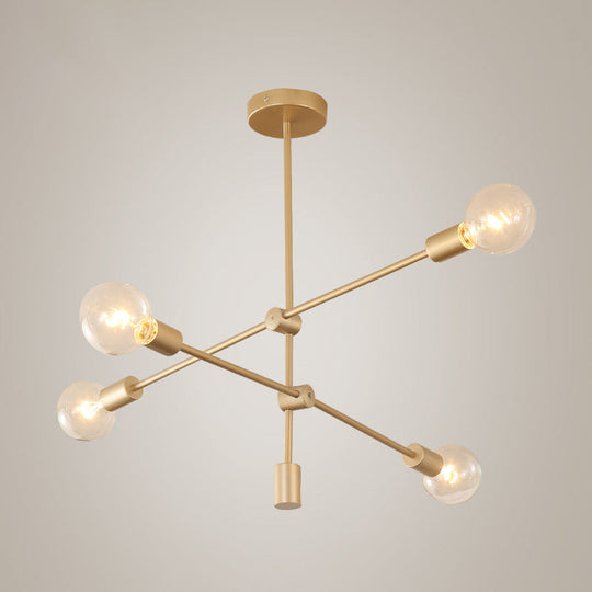 Postmodern Mobile Arm Metal Drop Lamp: 2/3-Tier Gold 4/5/7-Light Hanging Chandelier For Table