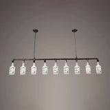 Frosted White Glass Island Lamp With Multiple Bulbs - Loft Style Black Wine Bottle Suspension For