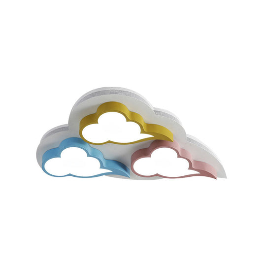 Cloud-Themed Kindergarten Flush Ceiling Light Fixture: Acrylic Cartoon Multi-Color Design