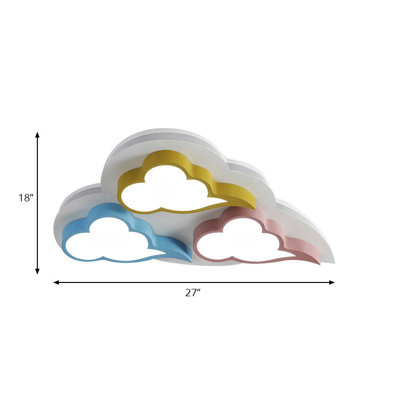 Cloud-Themed Kindergarten Flush Ceiling Light Fixture: Acrylic Cartoon Multi-Color Design