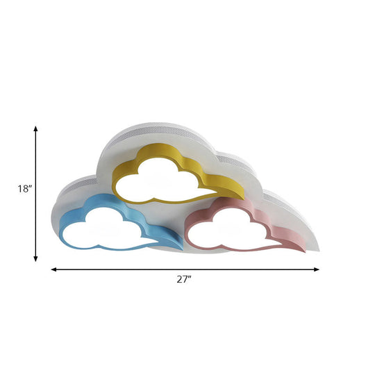 Cloud-Themed Kindergarten Flush Ceiling Light Fixture: Acrylic Cartoon Multi-Color Design