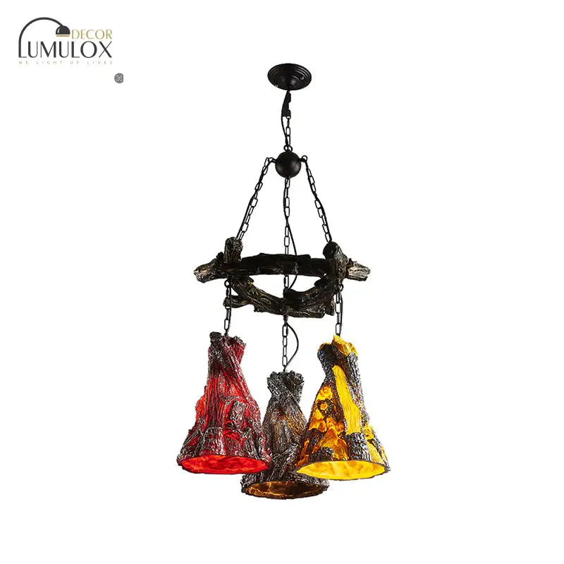 Cone Dining Room Hanging Lamp Vintage Resin 3-Bulb Black Chandelier Pendant Light With Curved Beam