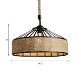 Farmhouse Black Rope Pendant Light Kit - Cone Cage Iron Lamp For Dining Room 3 Sizes Available