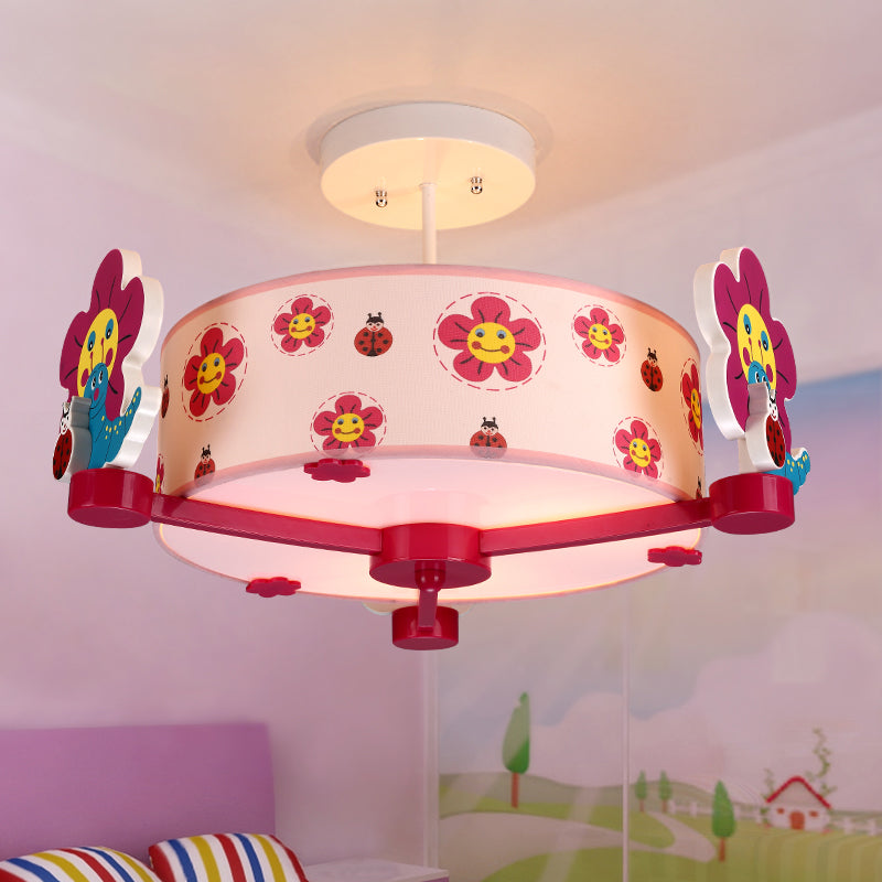 Charming 3 - Light Pink Fabric Ceiling Light For Girls’ Bedroom