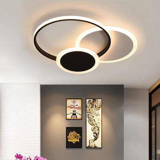 Modern Acrylic Stacked Ring Led Ceiling Lamp For Dining Room And Kitchen Flush Lighting Black /