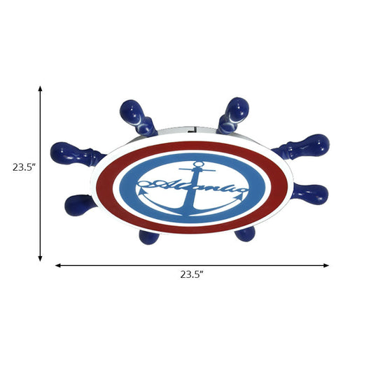 Mediterranean Blue Anchor Flush Mount Ceiling Light: Acrylic Fixture For Kindergarten