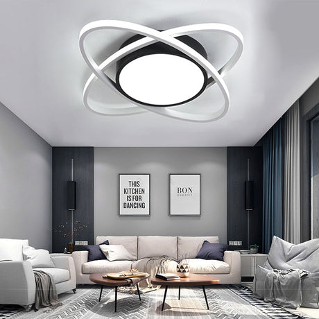 Contemporary Black Acrylic Flush Ceiling Light - Led Lamp For Study Room / White