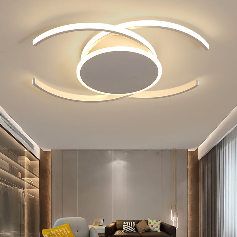 Contemporary Acrylic Flushmount With Double C Design - Indoor White Led Lighting / 16 Warm