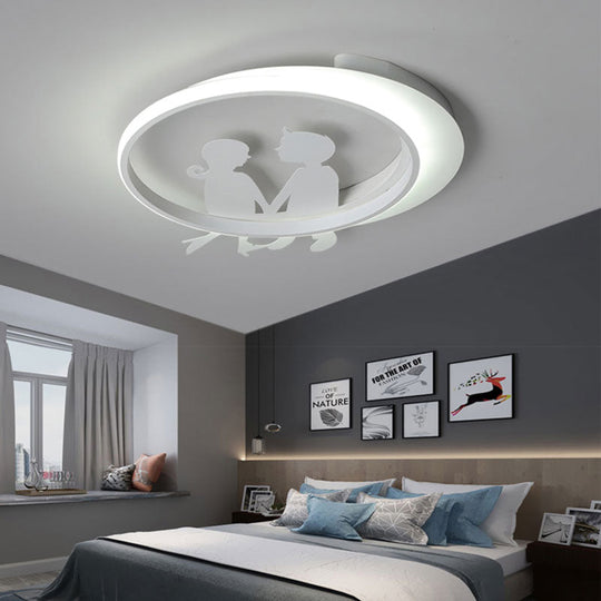 Modern White Acrylic Circle Ceiling Light Fixture For Bedroom - Contemporary Design / 16’