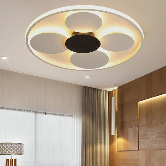 Modern White Circular Acrylic Flush Mount Ceiling Light For Living Room /