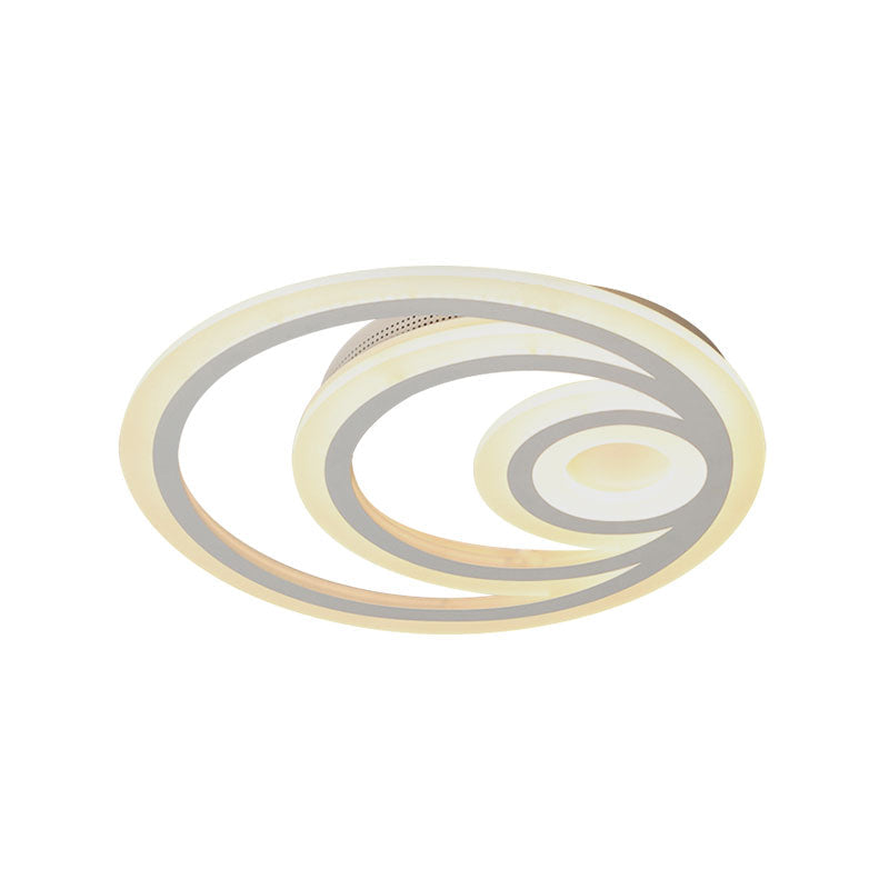 Modern White Round Flush Mount Ceiling Light For Kindergarten - Chic Acrylic Fixture