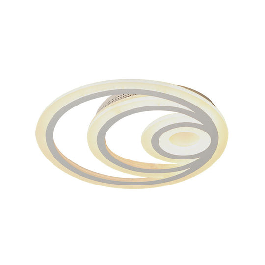 Modern White Round Flush Mount Ceiling Light For Kindergarten - Chic Acrylic Fixture