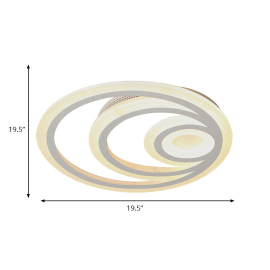 Modern White Round Flush Mount Ceiling Light For Kindergarten - Chic Acrylic Fixture