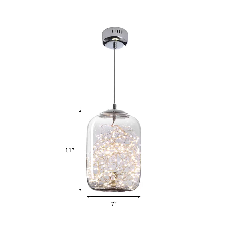 Contemporary Led Pendant Light With Amber/Smoke Grey Glass Globe/Cylinder/Oval - Ideal For Living