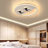 Energy-Saving Led Bird Flush Mount Light For Kids Bedrooms - Animal Inspired Ceiling Lamp White / 16