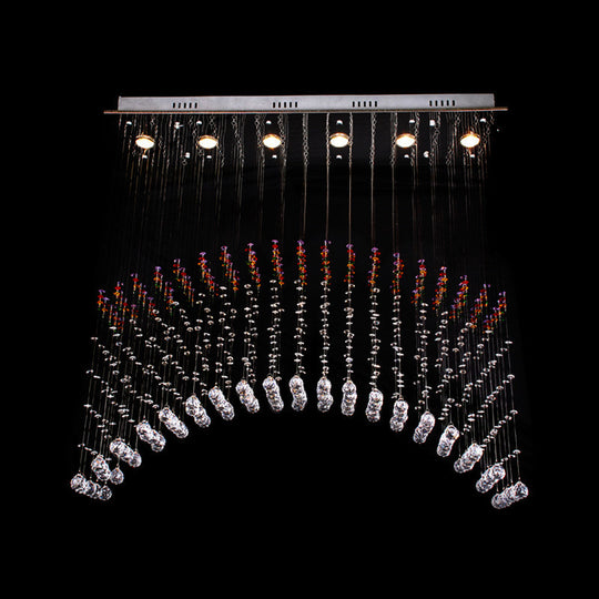 Satin Nickel Crystal Flush Mount Lighting - Perfect For Dining Room