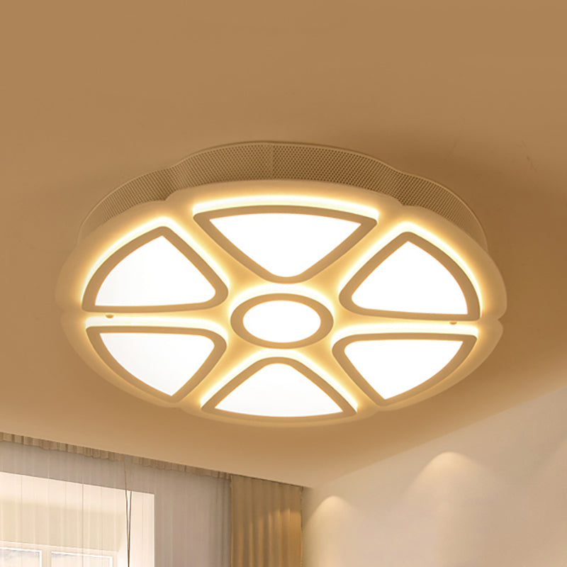 Nordic Led Flush Mount Ceiling Light For Bedroom - White Acrylic Finish / Warm B