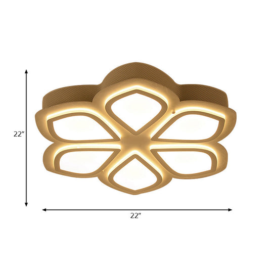 Nordic Led Flush Mount Ceiling Light For Bedroom - White Acrylic Finish