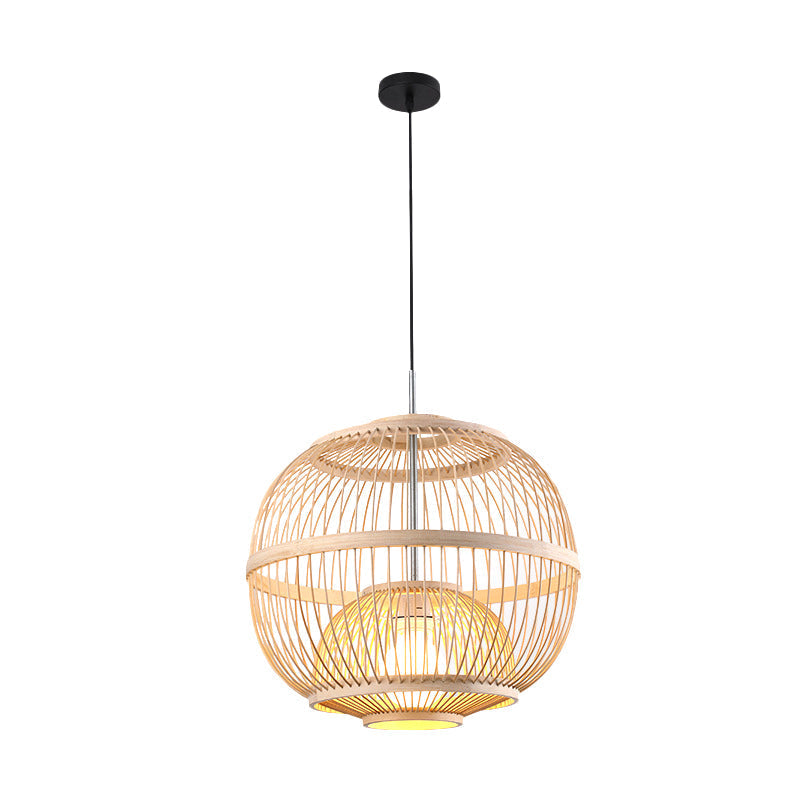Bamboo Cylinder Pendant Light - Japanese Style Ceiling Lamp For Restaurants Beige / G