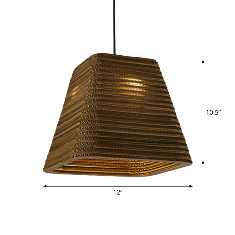 Country Style Trapezoid Vase Pendant Light - Single Brown Suspension Lamp 10/12/15 Wide